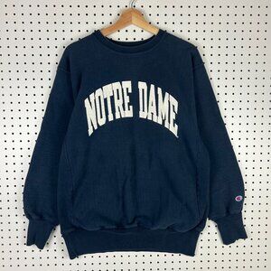 Notre‎ Dame 90s Large Crewneck Sweatshirt Champion Reverse Weave Blue Vintage ND